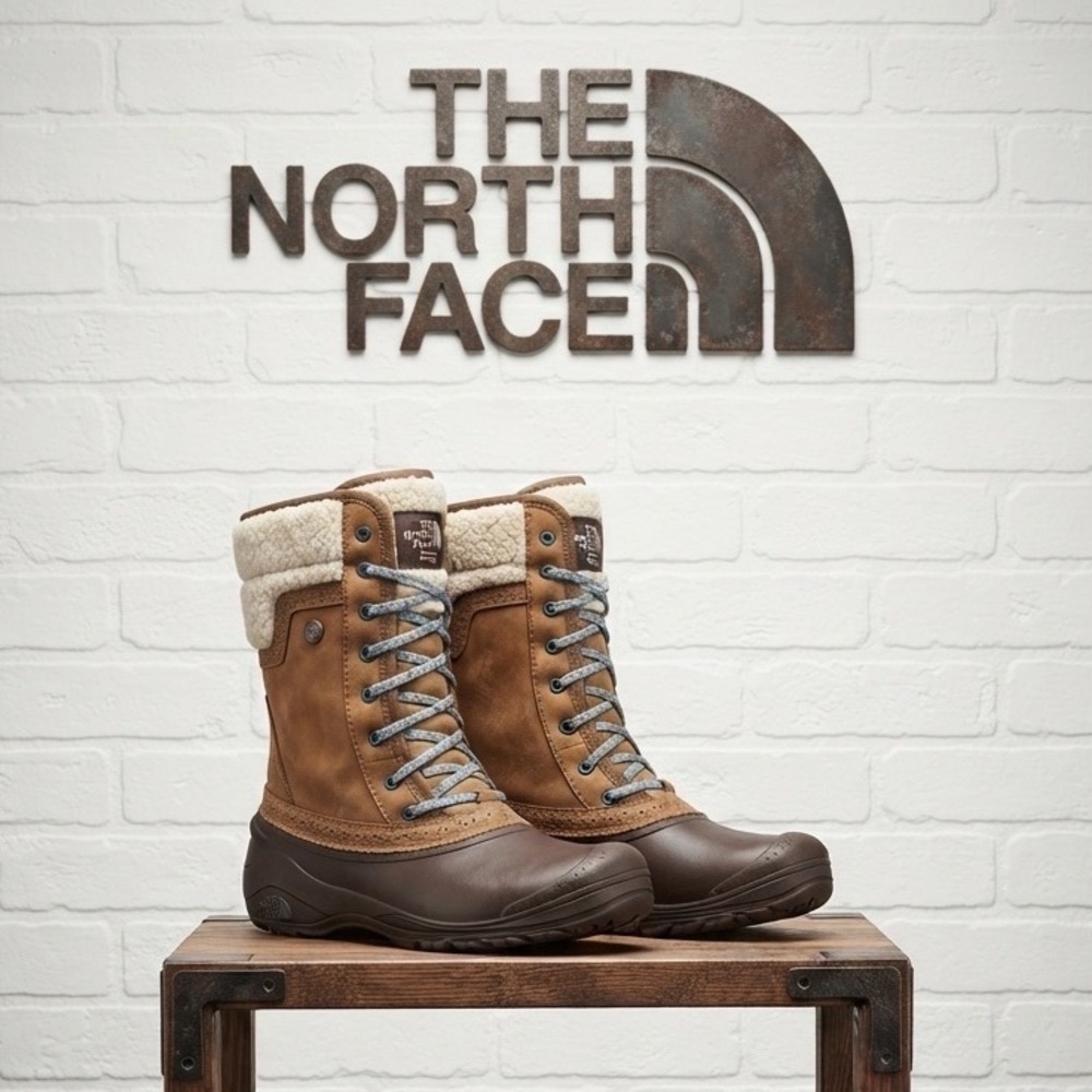 The North Face Shellista II Mid Boots Brown Leather Winter Snow CVX2 Womens 8